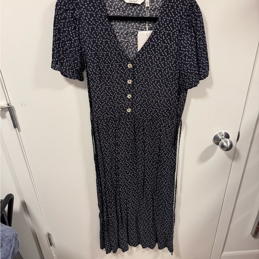& Other Stories Navy Midi Dress